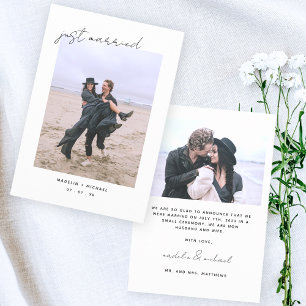 Just Married Elegant Simple Wedding Photo Card