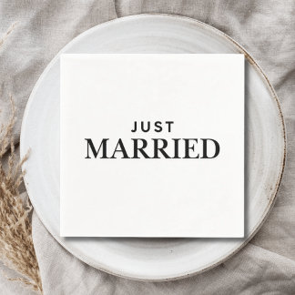 Just Married Elegant Simplistic Wedding Napkin