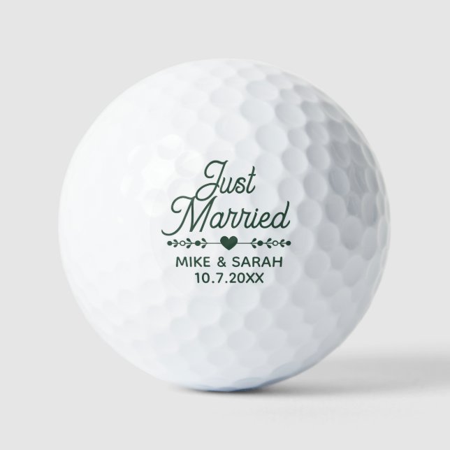Just Married Elegant Wedding Golf Balls (Front)