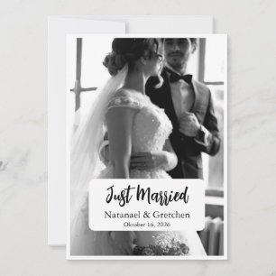 Just Married Elegant Wedding Photo Announcement 