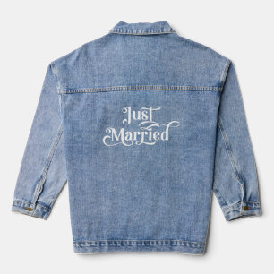 Just Married Elegant White Typography Denim Jacket