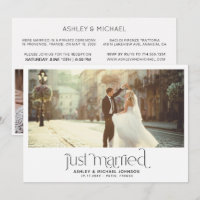 Just Married Elopement 4 Photo Reception Only Invi