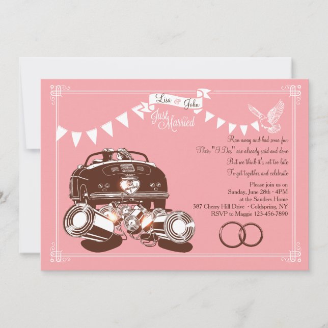 Just Married Elopement Party Invitations (Front)