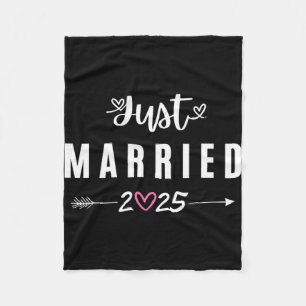 Just Married Est 2025 Honeymoon Wedding Couples An Fleece Blanket