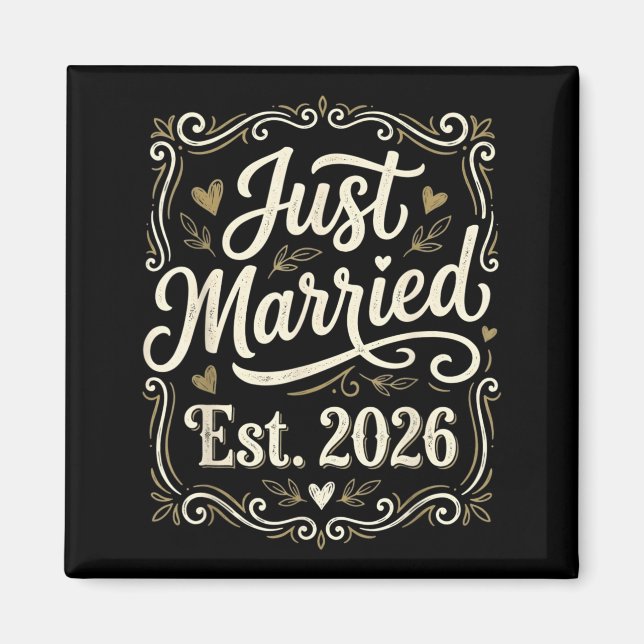 Just Married Est 2026 Wedding Groom Bride Magnet (Front)