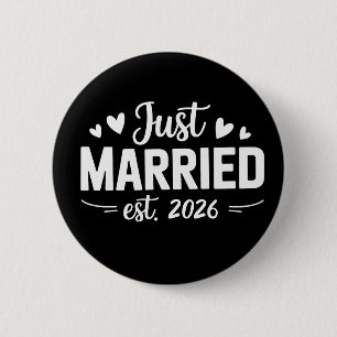 Just Married Est 2026 Wedding Party Wife Husband 6 Cm Round Badge