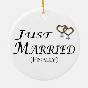 Just Married (Finally) Lesbian Pride Ceramic Tree Decoration