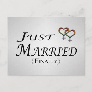 Just Married (Finally) Lesbian Pride Design Announcement Postcard