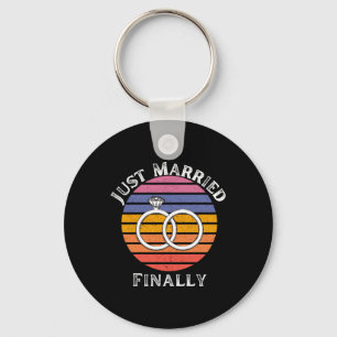 Just Married Finally Married Funny Bride Groom Hon Key Ring
