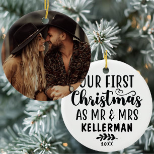 Just Married First Christmas As Mr And Mrs Photo Ceramic Tree Decoration