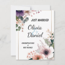 🌸 Just Married Floral Elegance – Greeting Card 💌