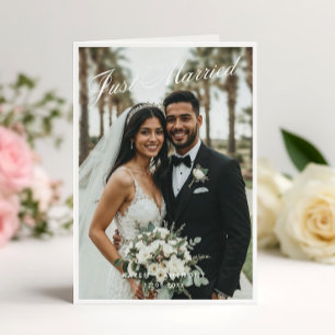 Just Married Folded Wedding Announcement Card