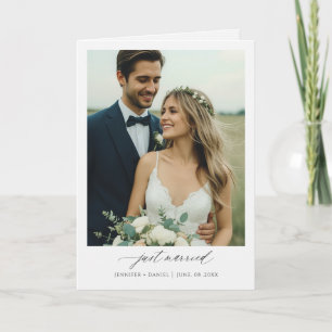 Just Married Folded Wedding Photo Announcement