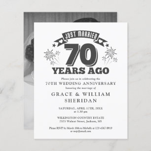Just Married Forever 70th Anniversary Photo Invite