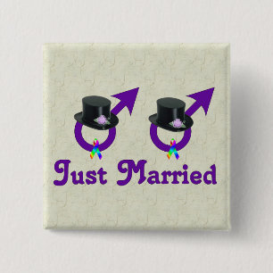 Just Married Formal Gay Male 15 Cm Square Badge