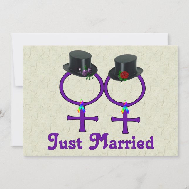 Just Married Formal Lesbian Invitation (Front)