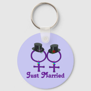 Just Married Formal Lesbian Key Ring