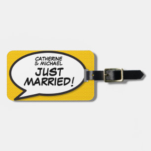 JUST MARRIED Fun Modern Luggage Tag