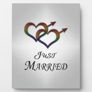 Just Married Gay Pride Interlinking Gender Symbols Plaque
