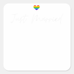 Just Married  Gay Wedding LGBTQ Lesbian Bride Gay  Square Sticker