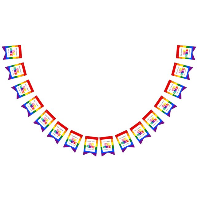 Just Married Gay Wedding Party Pride Rainbow LGBTQ Bunting (All)