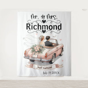 Just Married Getaway – Wedding Backdrop Tapestry