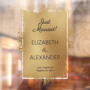 Just Married! Gold Faux Foil  Window Cling