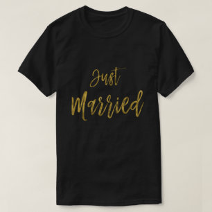 Just Married Gold Foil Typography Shirt