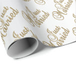 Just Married Gold Script | Wedding Wrapping Paper<br><div class="desc">Just Married in a gold script Wedding Gift Wrap. ⭐99% of my designs in my store are done in layers. This makes it easy for you to resize and move the graphics and text around so that it will fit each product perfectly. 📌 (Please be sure to resize or move...</div>