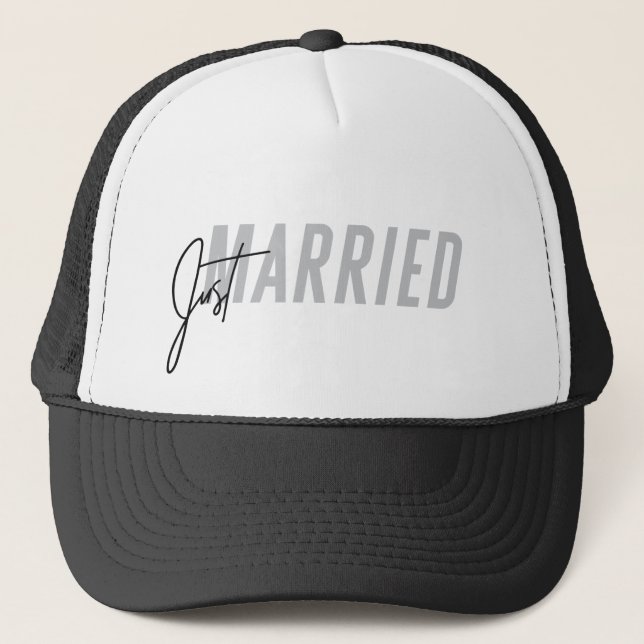 Just Married Hat for him | Newlywed Hat - Grey (Front)