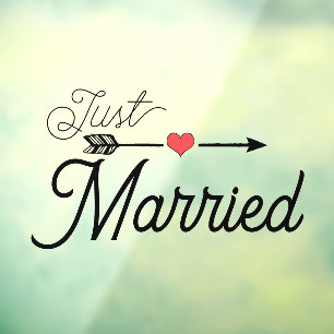 Just Married Heart Arrow Red