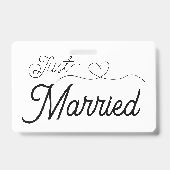 Just Married Heart ID Badge (Front)