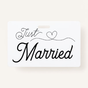 Just Married Heart ID Badge