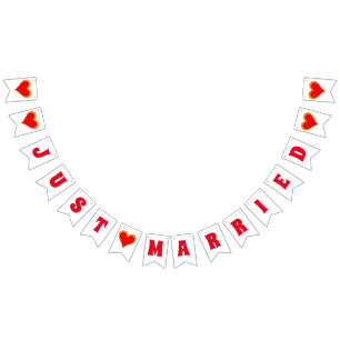JUST MARRIED - heart love design 1 Bunting