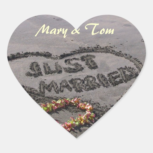 Just married heart sticker (Front)