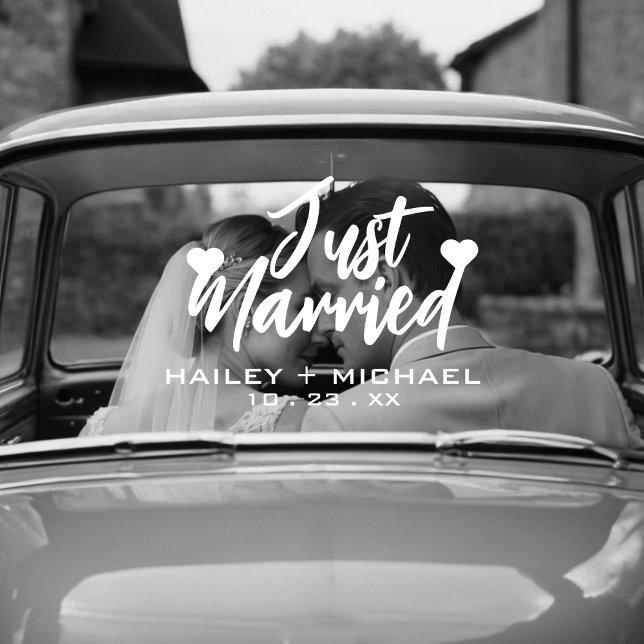 Just Married Heart Wedding Newlywed Car Sticker (Creator Uploaded)