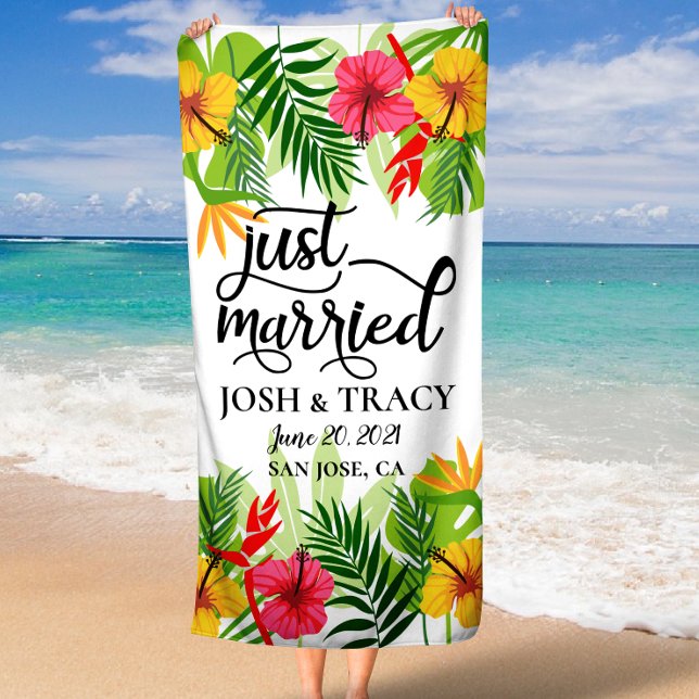 Just Married Honeymoon Wedding Bridal Shower Gift  Beach Towel (Just Married Honeymoon Wedding Bridal Shower Gift Beach Towel)