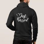 Just Married Hoodie<br><div class="desc">This hoodie is shown in black with a Just Married print.
Customise this item or buy as is.
Licensed Image</div>