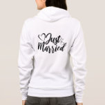 Just Married Hoodie<br><div class="desc">This hoodie is shown in white with a Just Married print.
Customise this item or buy as is.
Licensed Image</div>