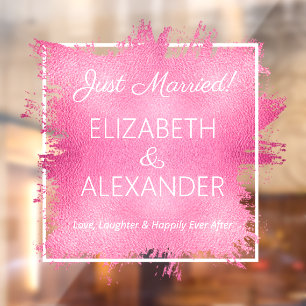 Just Married! Hot Pink Faux Foil