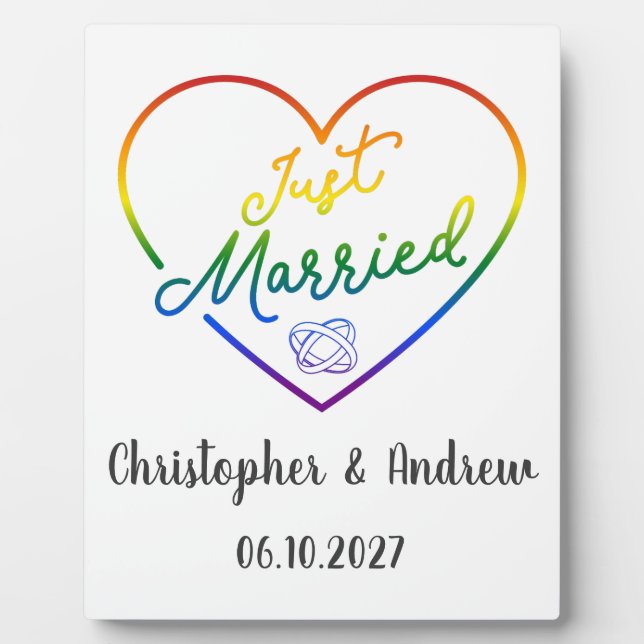 Just Married III - LGBTQ Wedding Plaque (Front)