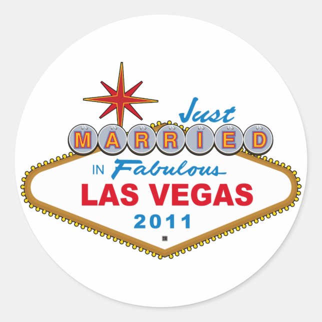 Just Married In Fabulous Las Vegas 2011 Classic Round Sticker (Front)