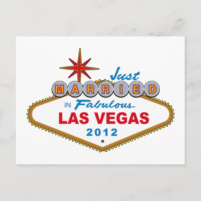 Just Married In Fabulous Las Vegas 2012 Vegas Sign Announcement Postcard (Front)