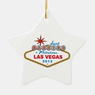 Just Married In Fabulous Las Vegas 2012 Vegas Sign Ceramic Tree Decoration