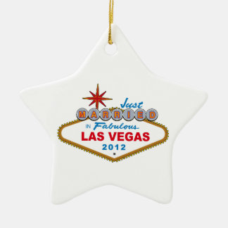 Just Married In Fabulous Las Vegas 2012 Vegas Sign Ceramic Tree Decoration