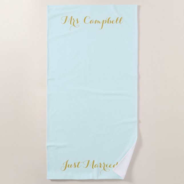 Just married in gold honeymoon towel (Front)