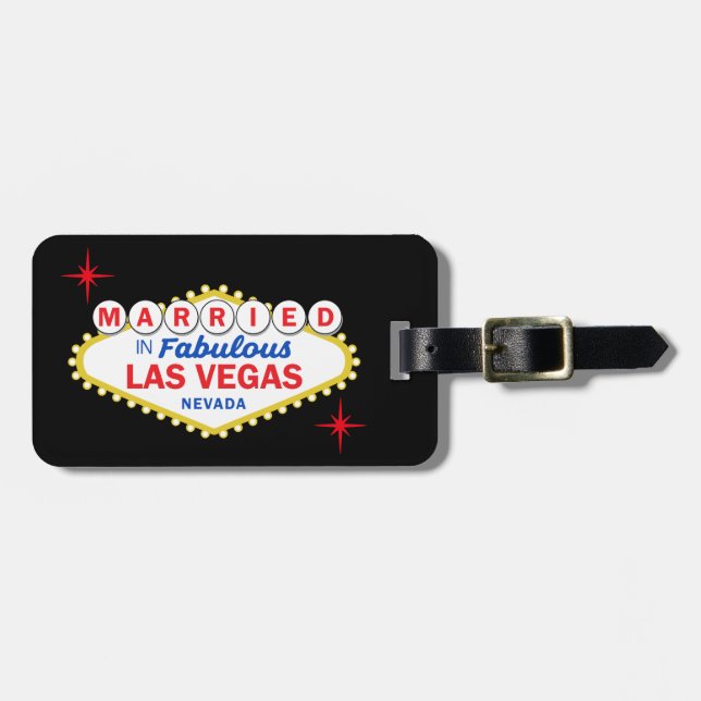 Just Married Las Vegas Wedding Couple Luggage Tag (Front Horizontal)