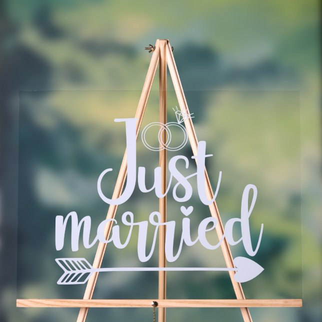 Just Married Lavender Acrylic Sign (Neutral)