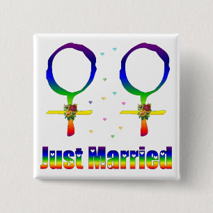 Just Married Lesbians 15 Cm Square Badge