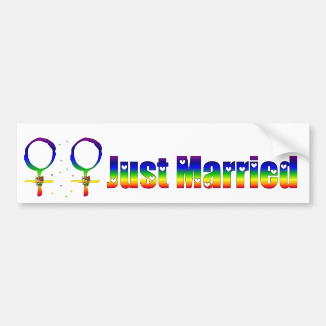Just Married Lesbians Bumper Sticker (Front)